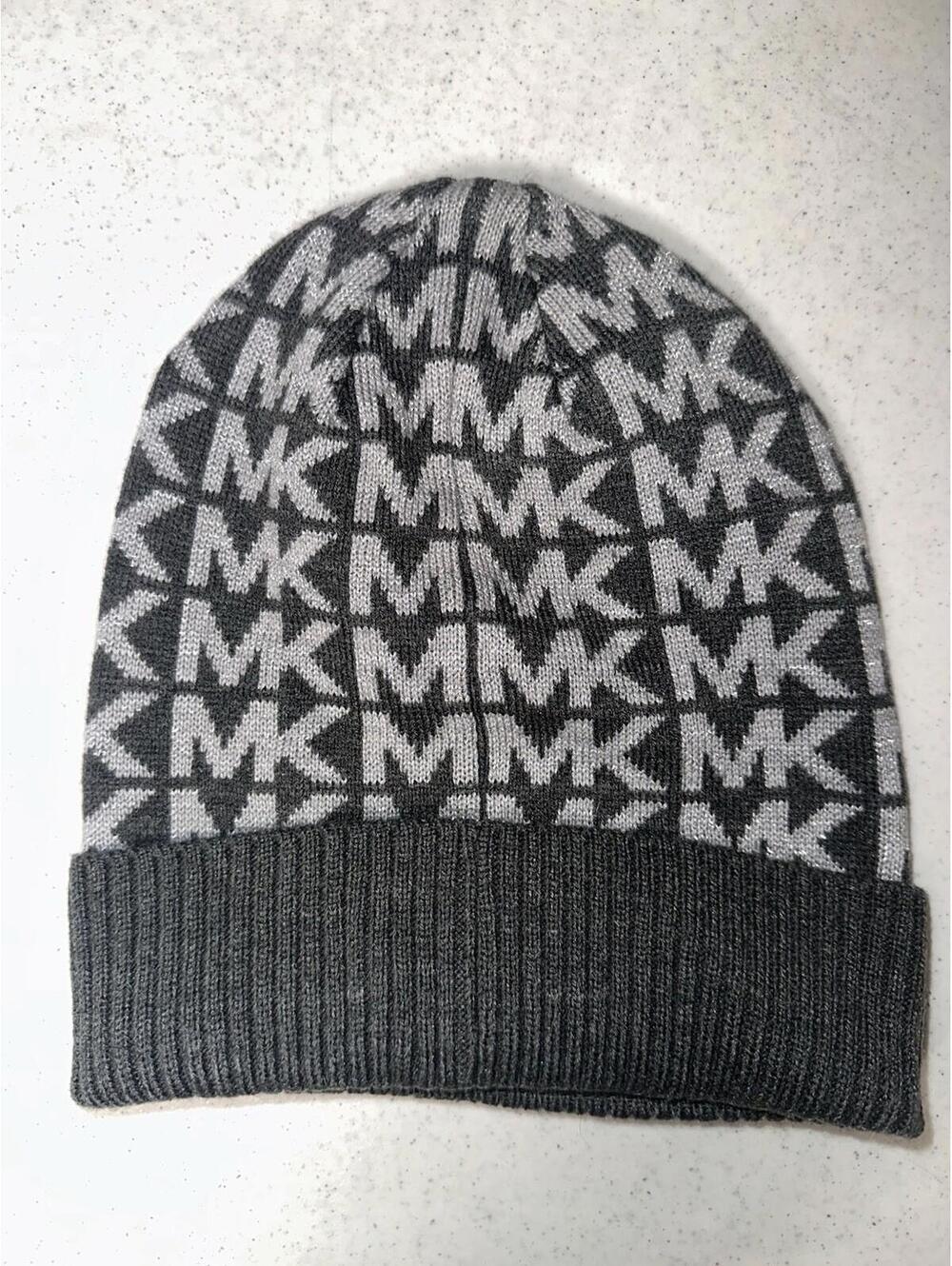 Michael Kors Gray and Black Knit Beanie